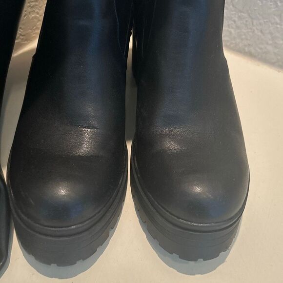 Madden Girl Women's Size 10 Tall Platform Boots Black Leather Chunky Knee High - Picture 7 of 15